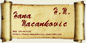 Hana Macanković vizit kartica